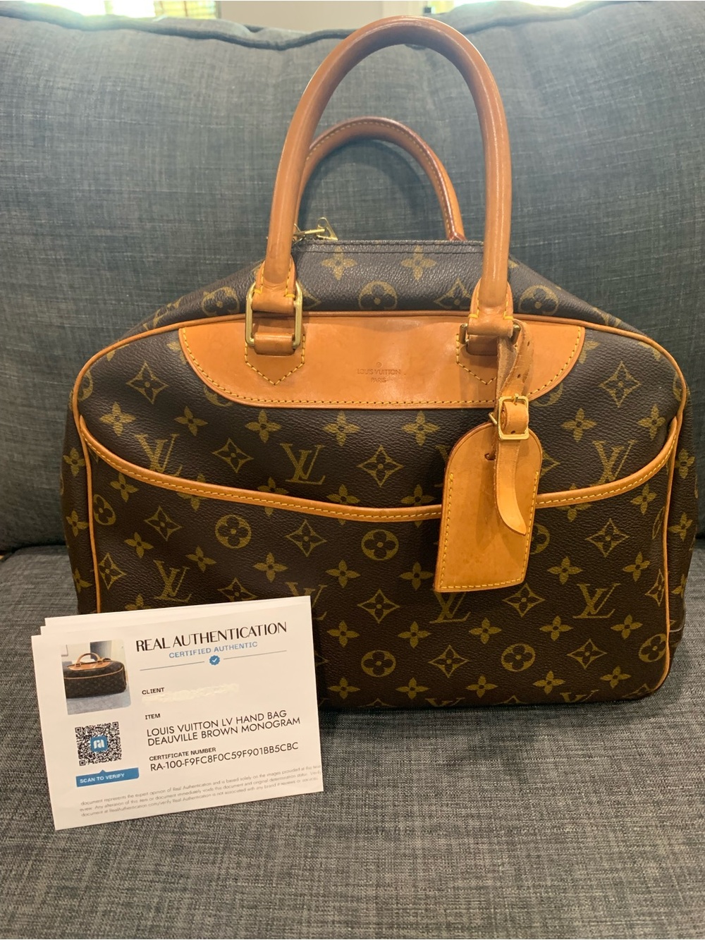Louis Vuitton Deauville Brown Monogram Canvas Travel Tote with Vachetta Leather